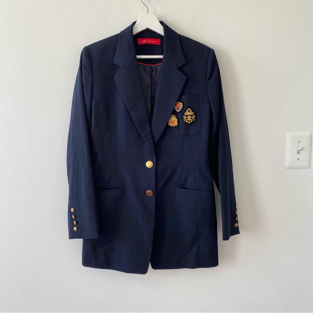 Anne Klein Women’s Navy Blazer with Gold Buttons and Patches
